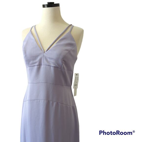 Nicole Miller Dress 4 Purple Lavender Strap Cage V-Neck Formal Maxi Floor Length - Picture 4 of 14